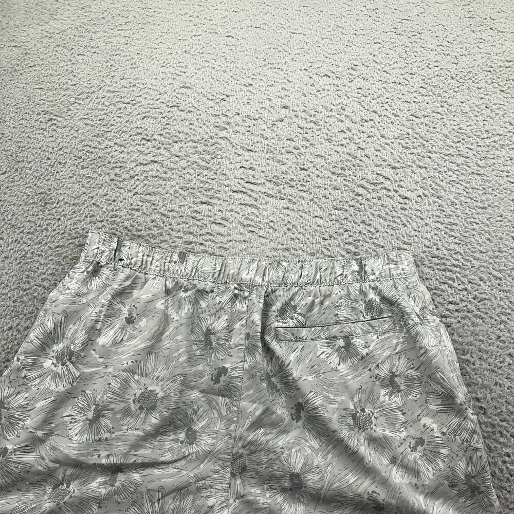 Abercrombie & Fitch Swim Trunks Mens Large Gray Floral Elastic Waist Back Pocket